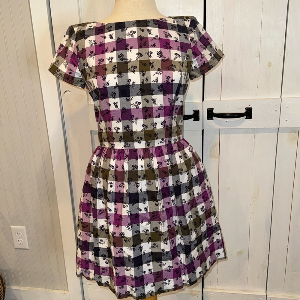 Brooks Brothers Red Fleece Plaid Floral Dress